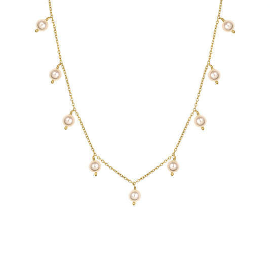 ROOVI Shine Pure 925 Silver Dangle Pearl Neckalce with 22kt Gold Plated