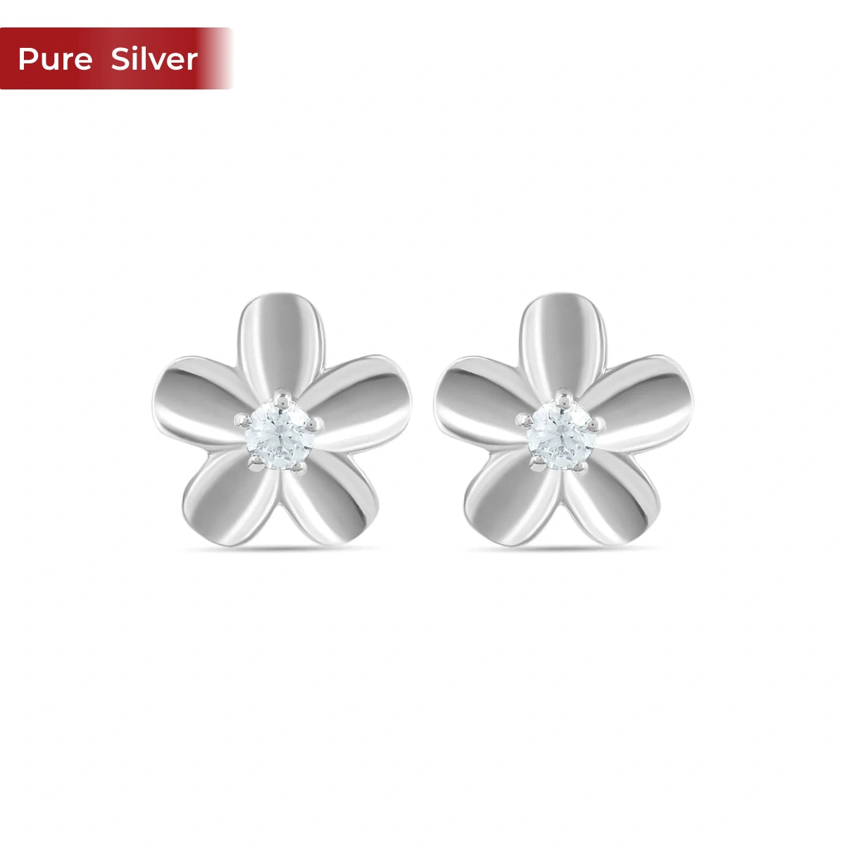 Sterling Silver 925 Gold Zircon Stud Earrings for Women | Floral Minimal Lightweight Everyday Wear