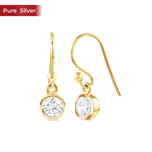 Roovi 925 Sterling Silver Gold Plated Dangler Earrings for Women | Minimal Earrings