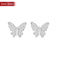Roovi 925 Sterling Silver Gold Plated Butterfly Stud Earrings for Women | Elegant Minimal Occasion Wear Studs Silver