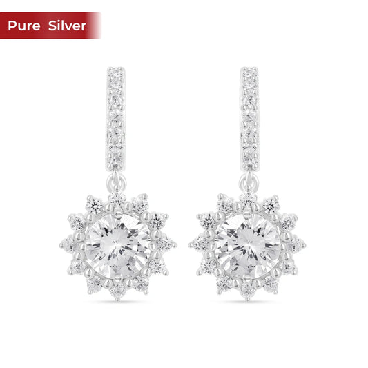 Roovi 925 Sterling Silver American Diamond Dangler Earrings for Women | Lightweight Minimal Daily Wear Drop