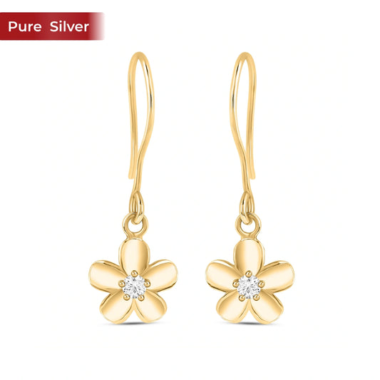 Roovi 925 Sterling Silver Flower Dangler Earrings for Women | Lightweight Minimal Earrings