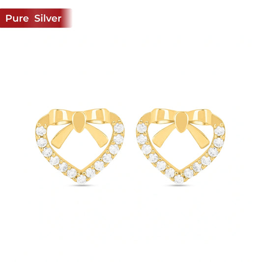 Roovi 925 Sterling Silver Gold Plated Heart Earrings for Women | Elegant Minimal Earrings