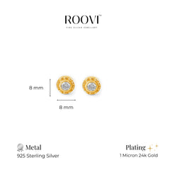 Roovi Round Silver Zircon Studs in 925 Sterling Silver Earrings Roovi 