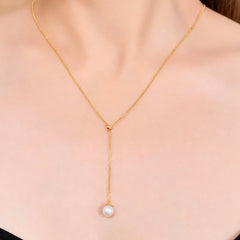 Roovi Lariat Pearl Neckalce in 925 Silver