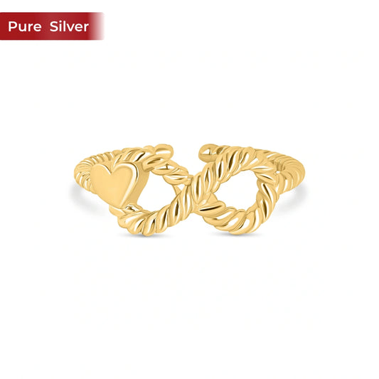 Roovi 925 Sterling Silver Infinity Gold Plated RIng For Women