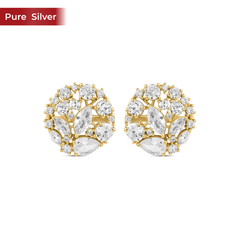 Roovi 925 Sterling Silver AD Stud Earrings for Women | Minimal Everyday Design