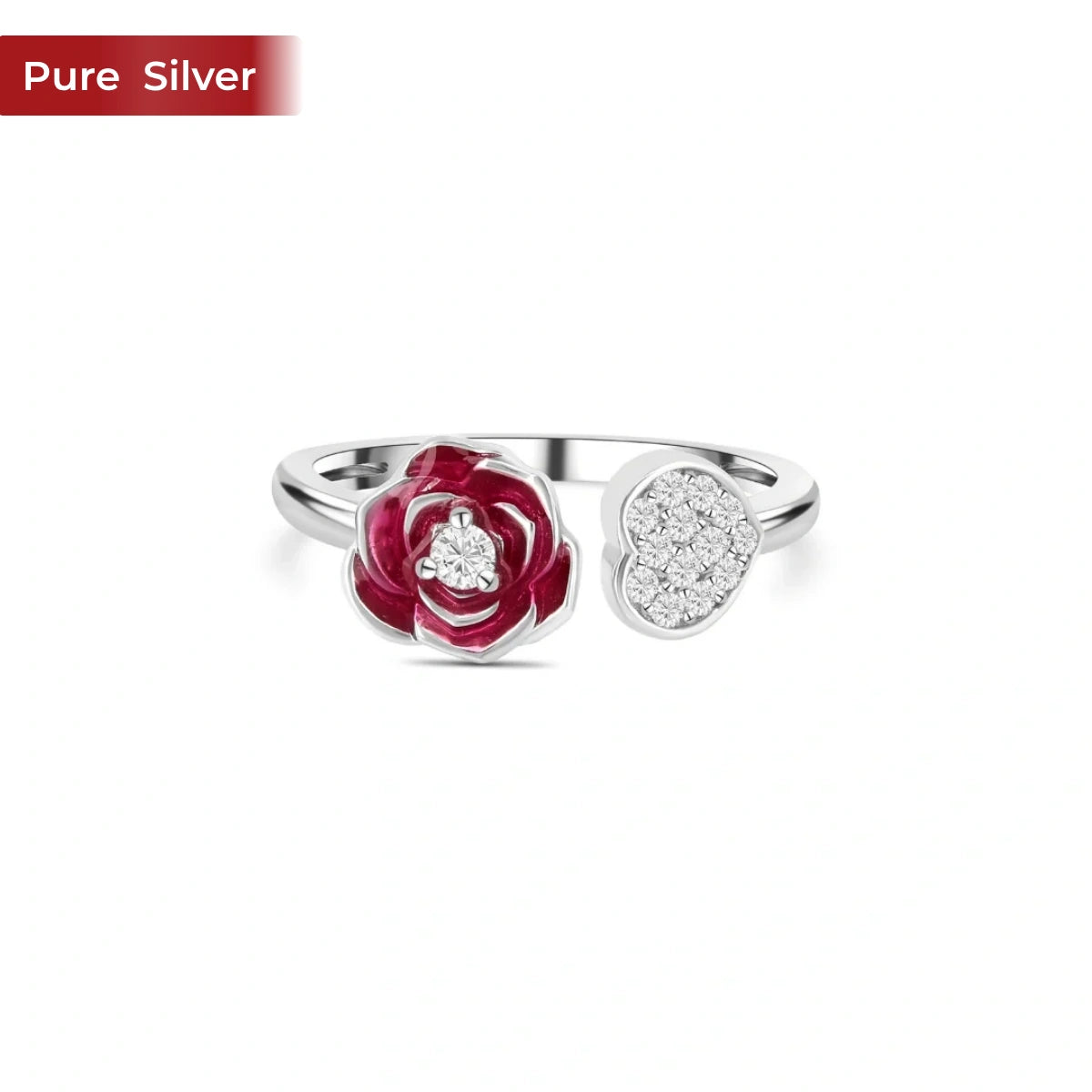 Roovi 925 Sterling Silver Rose  Ring for Women | Minimal Daily Wear Adjustable