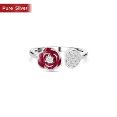Roovi 925 Sterling Silver Rose  Ring for Women | Minimal Daily Wear Adjustable