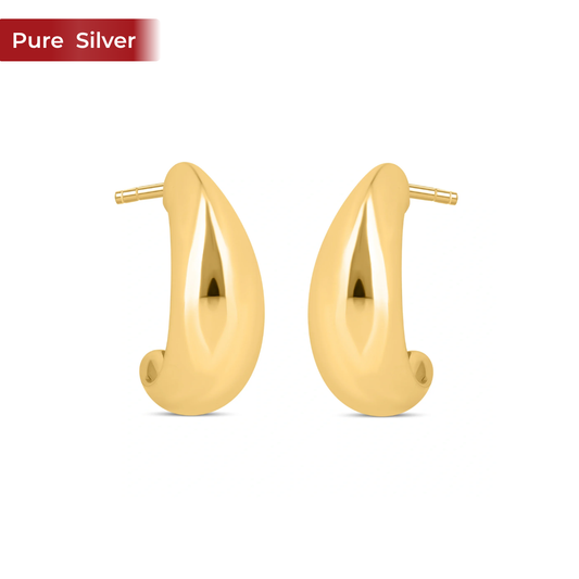 Roovi 925 Sterling Silver Teardrop Hoop Earrings for Women | 22kt Gold Plated Minimal Elegant Occasion Wear