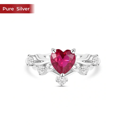 Roovi 925 Silver Heart Ring for Women | American Diamond Lightweight Minimal