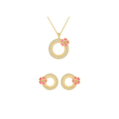 Rosy Dream 925 Silver Necklace & Earring Combo