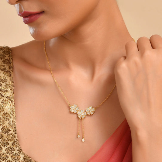 Desi Girl 925 Silver Flower Party Wear Necklace