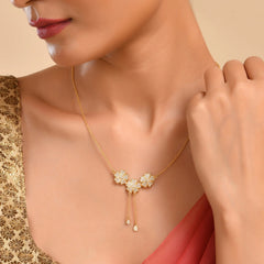 Desi Girl 925 Silver Flower Party Wear Necklace