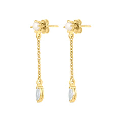 Buy Roovi Shine Long 925 Silver Gold Plated Pearl Earrings