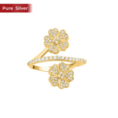 Roovi Magnolia 925 Silver American Diamond Ring I Adjustable size