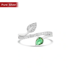 Roovi 925 Sterling Silver Leaf Ring for Women | Lightweight Minimal Everyday Wear Ring
