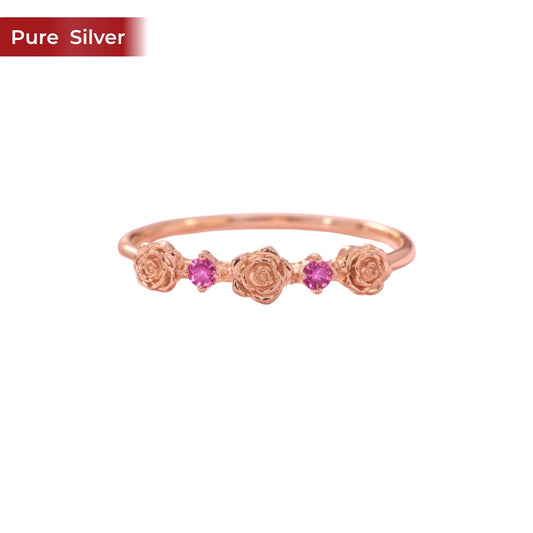 Roovi 925 Sterling Silver Princess Rose Ring for Women & Girls | Gold Plated