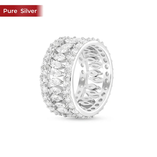 Roovi 925 Sterling Silver 3 in 1 American Diamond Ring for Women | Party & Daily Wear | Indian Size 14