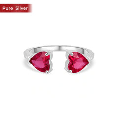 Roovi Dil to Dil Heart Ring in 925 Silver with American Diamonds Silver