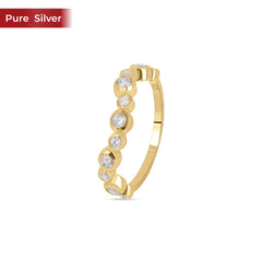 Roovi 925 Sterling Silver Stack Ring Set for Women (Set of 3) | 22kt Gold Plated Minimal Design