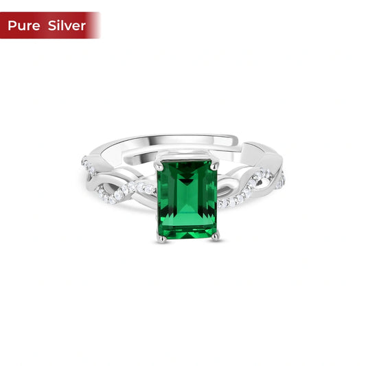 Roovi 925 Sterling Silver Emerald Ring for Women | Lightweight Minimal Everyday Wear Ring