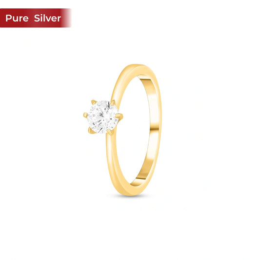 Roovi 925 Sterling Silver AD Solitaire Ring for Women | Indian Ring Size 14 Minimal Design