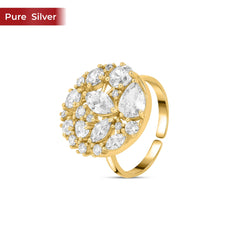 Roovi 925 Sterling Silver Myra Glam AD Ring for Women | Adjustable Minimal Design