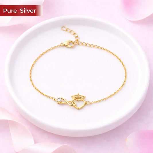 Roovi 925 Sterling Silver Infinity Heart Bracelet for Women | Minimal Adjustable
