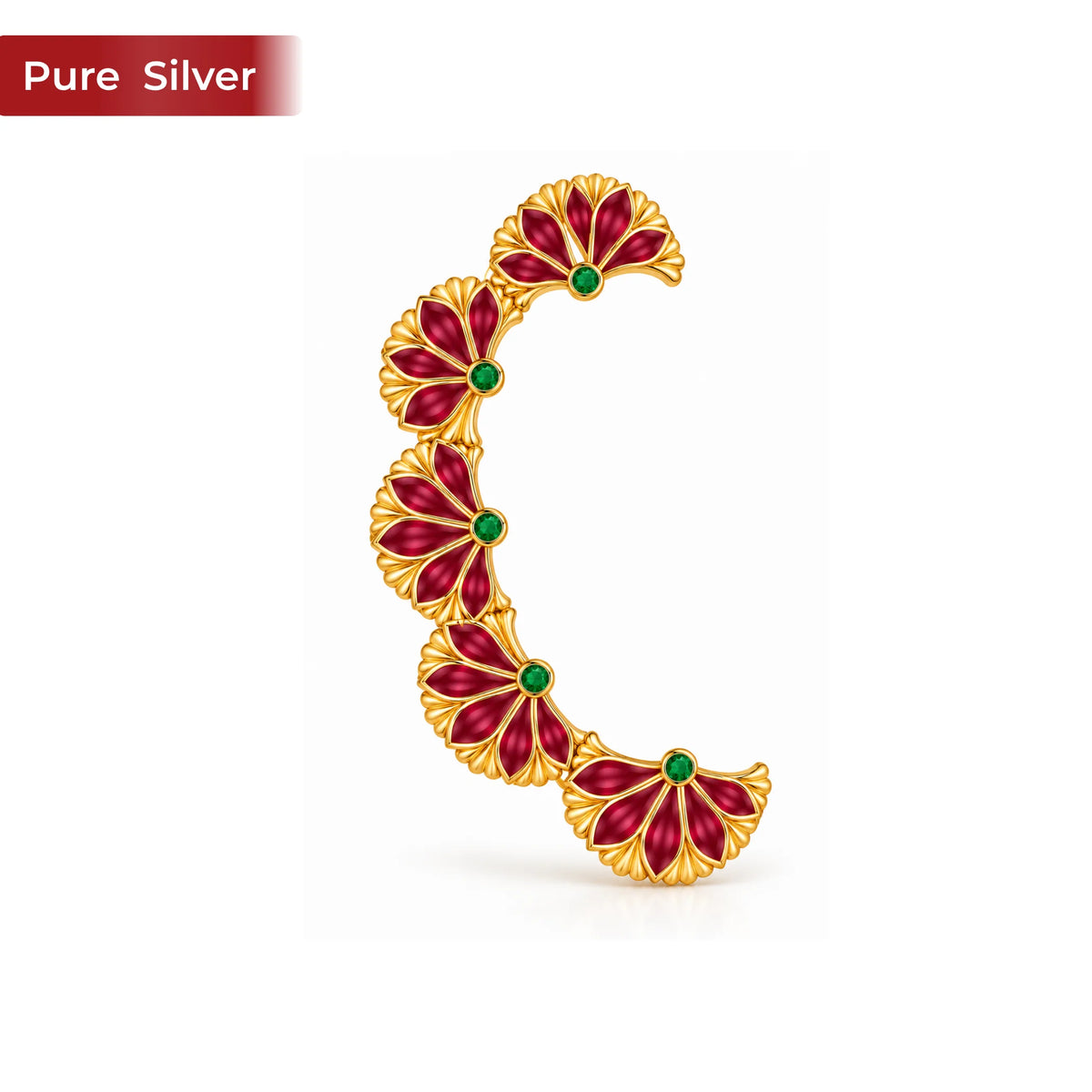 Roovi 925 Sterling Silver Royal Gul Crawlers For Women I Gold Plating Ear Crawlers