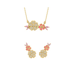 Bloom Babe 925 Silver Necklace & Earring Combo