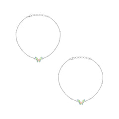 A Butterfly Kiss 925 Silver Anklet for Women I 2 Pc