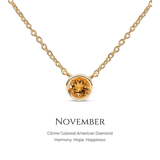 Roovi 925 Silver Birthstone Necklace with American Diamond I Gift For Women & Girls