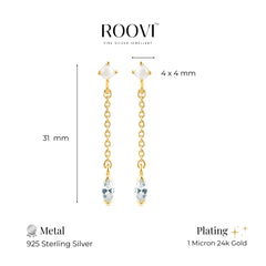 Order 925 Silver Gold Plated Pearl Earrings by Roovi Shine