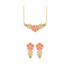 Gulabi Blush 925 Silver Necklace & Earring Combo