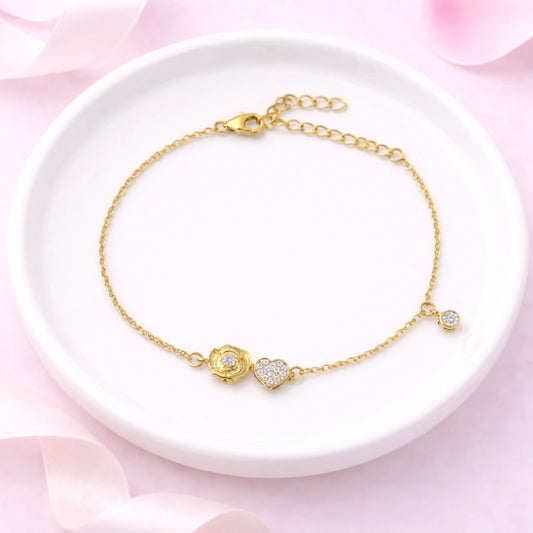 Eternal Rose Heart Pure 925 Silver Bracelet