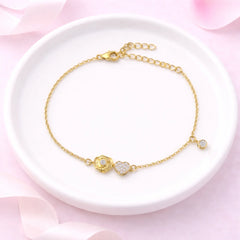 Roovi 925 Sterling Silver Eternal Rose Heart  Bracelet For Women