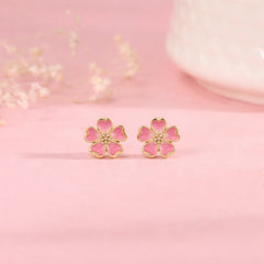 Pink Mist 925 Silver Stud Earring with Enamel