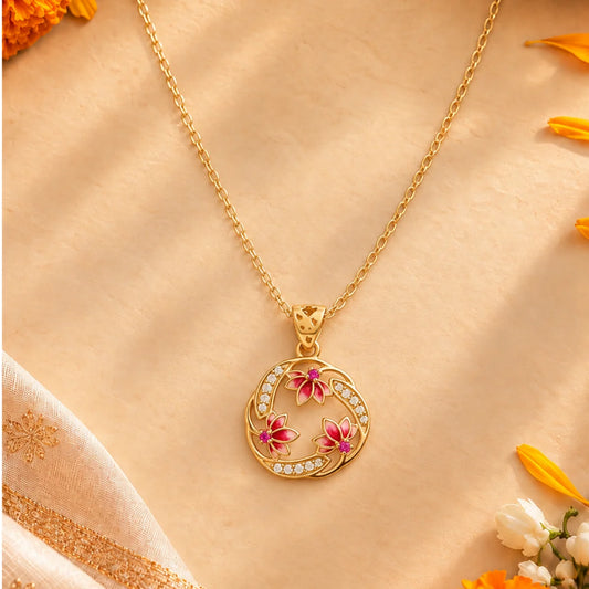 Roovi Lotus Bloom 925 Silver Pendant Necklace for Women