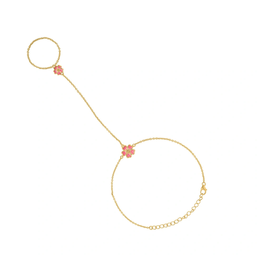 Pink Mist Flora Hathphool in 925 Silver with 22kt Gold Plated
