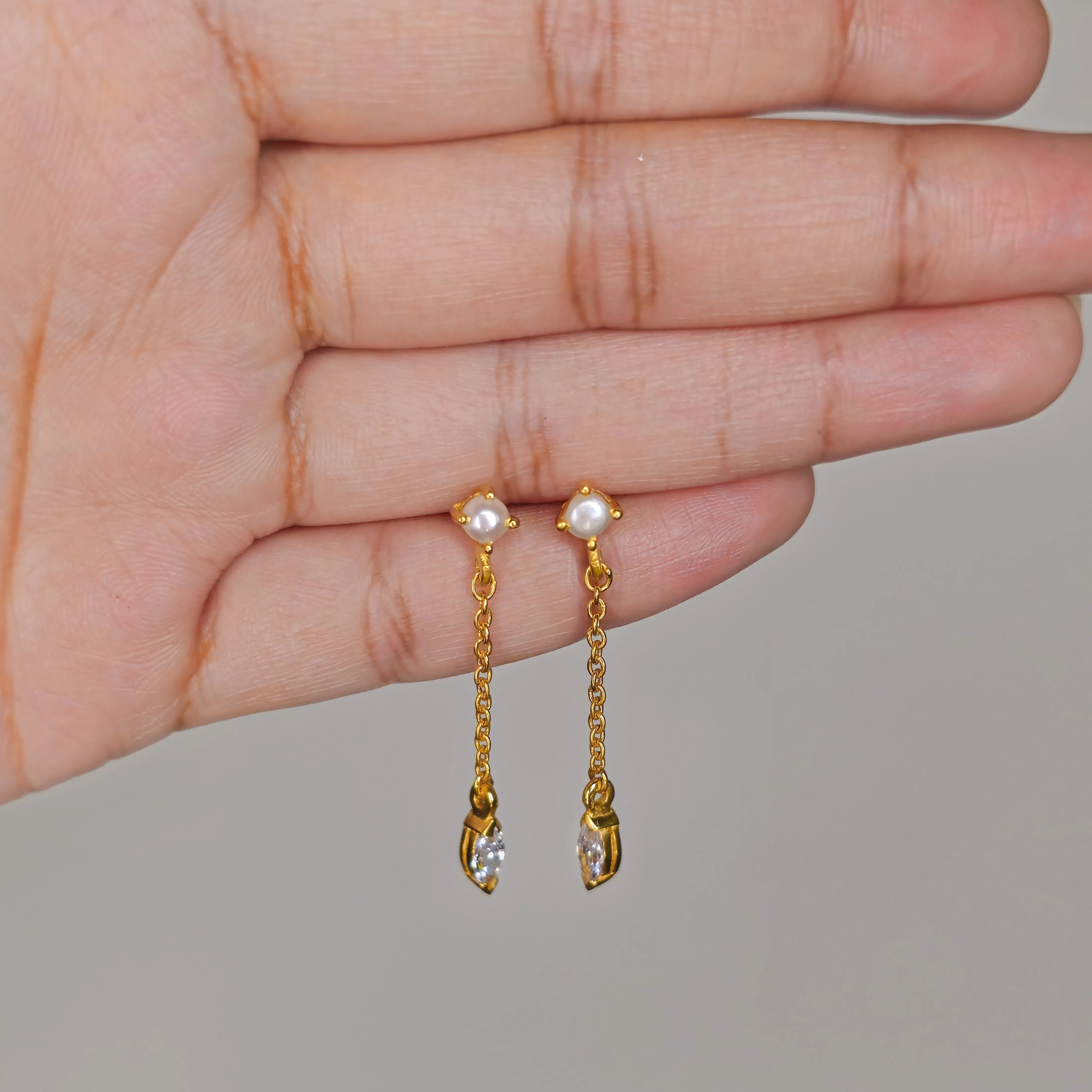 Shop Roovi Shine Long Earrings with Pearls