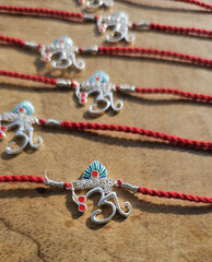Roovi Om Krishna 925 Silver Rakhi with Roli Chawal