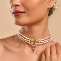 Blushing Pearl 925 Silver Party Wear Choker Necklace for Women