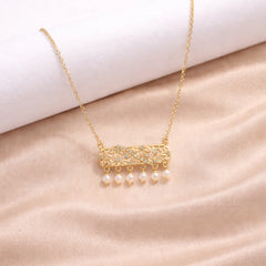 Roovi Flora Pearl Necklace in 925 Silver with 22kt Gold Plating