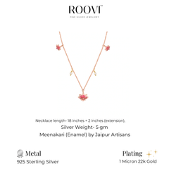 Laxmi's Grace Lotus 925 Silver Necklace in 22kt Gold Plated
