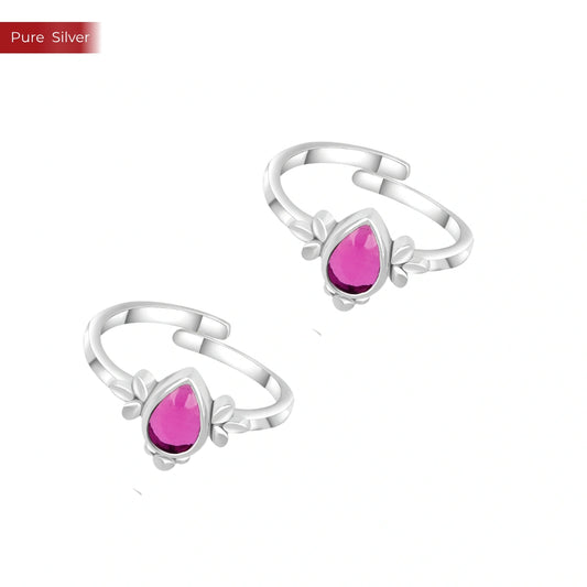 Roovi Malti Pink Stone 925 SIlver Toe Ring