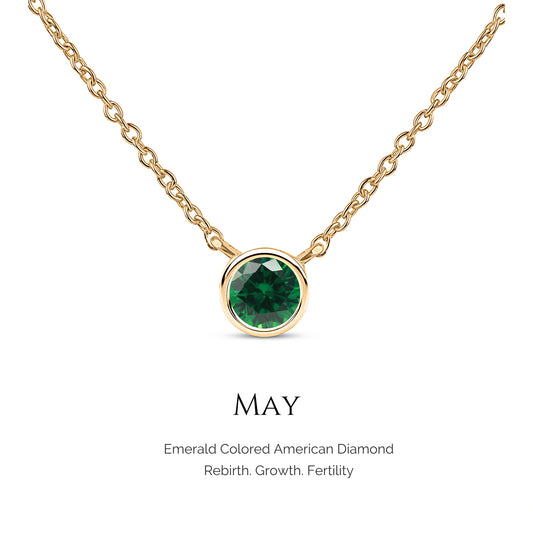 925 Silver Birthstone Necklace for Women & Girls | American Diamond Daily Wear – Roovi