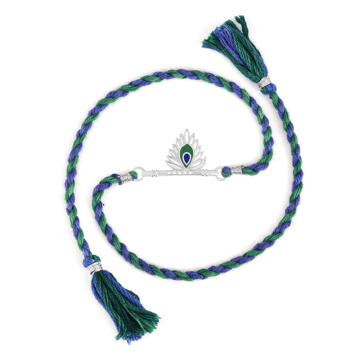 Roovi Real 925 Silver Morpankh Basuri Rakhi for Brother