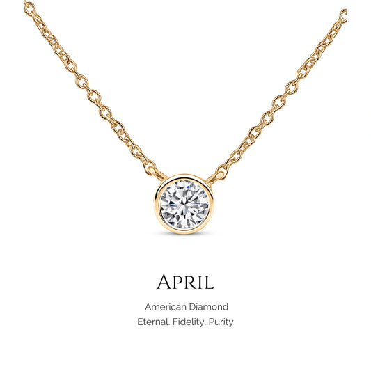 Roovi 925 Silver Birthstone Necklace with American Diamond I Gift For Women & Girls