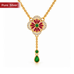 Roovi Floral Ada 22kt Gold Plated Necklace in 925 Silver for Women & Girls